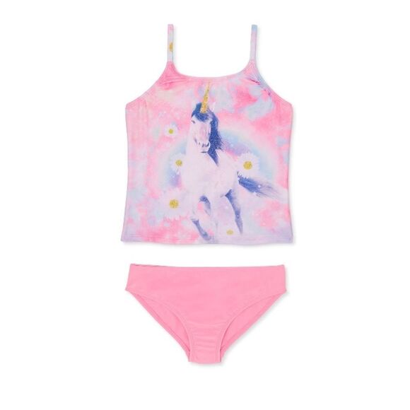 Girls Unicorn Printed Tankini Swimsuit Bathing Suit 2-Pack Size L 10/12 - Picture 6 of 11
